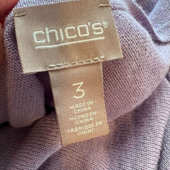 Chico's Boat Neck Slit Sleeve Cashmere Pullover Blouse Lavender Size 3 - Picture 11 of 12